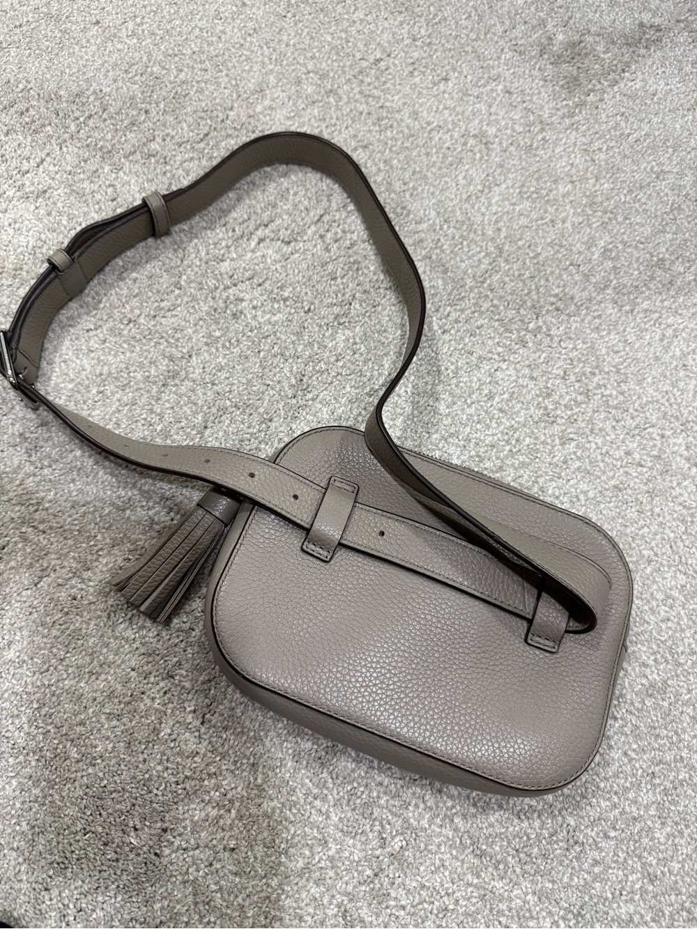 Tory Burch Pebbled Leather Crossbody in Taupe Gray - Picture 2 of 7